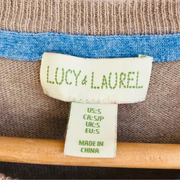 Lucy & Laurel Penguin Lambs Wool & Cashmere Blend Tan Holiday Christmas Sweater - Picture 4 of 12